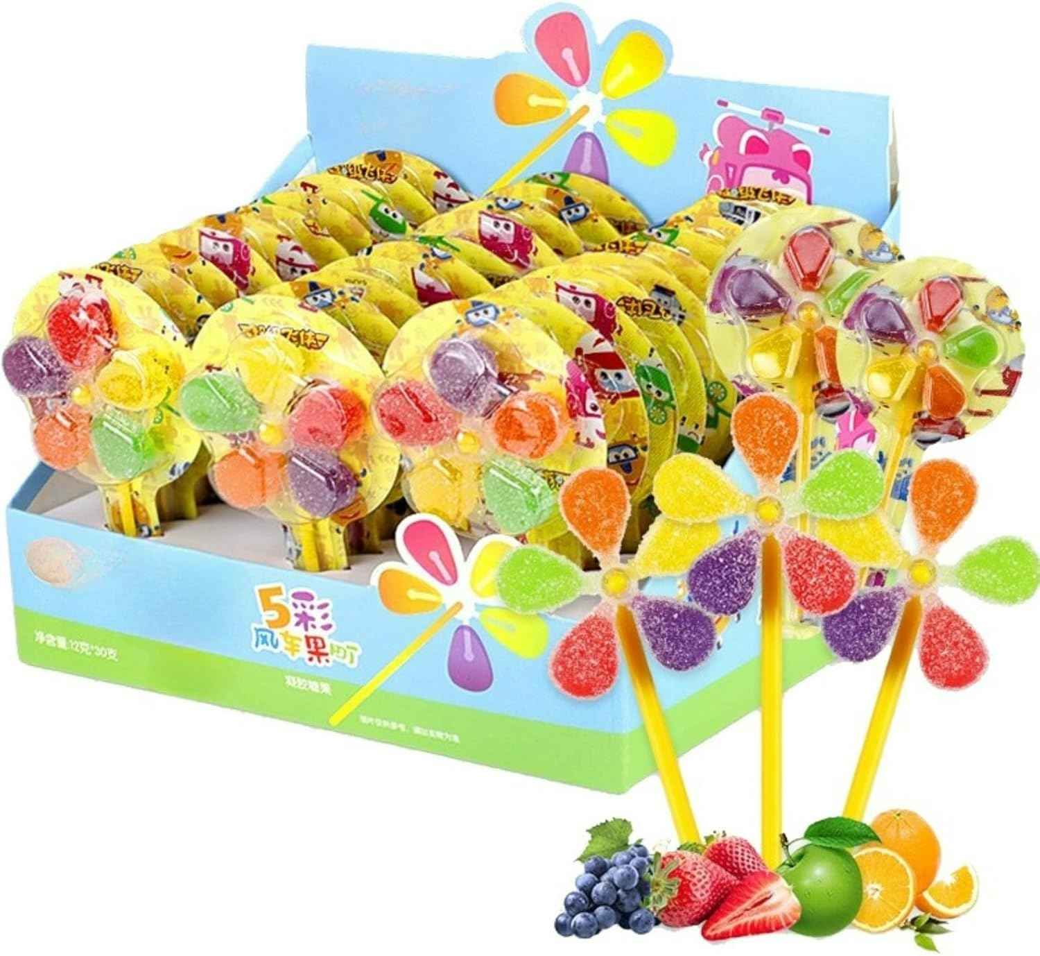 FuLe YunQi Sugar Candy 30-Piece Set Stick Candy Snacks Gummy Gift Assortment - Stick Candy Stick Snacks Individually Wrapped - Large Capacity Commercial Use Prizes Party Popular Gift Big Share Pack