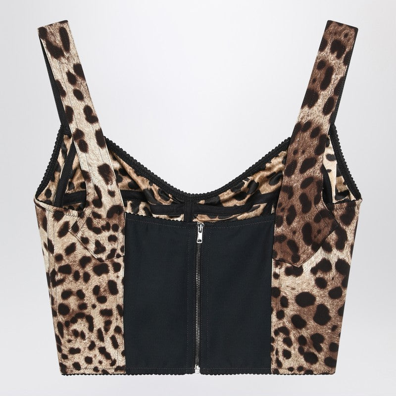 Dolce  Gabbana Leopardプリント付きDolce＆Gabbana Charmeuse Bustier - Image 1