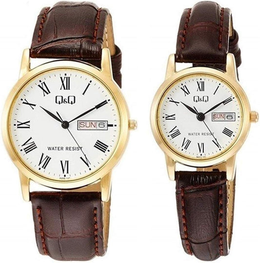Citizen Q&Q A206A207-107 Pair Watch, Cheap Citizen, Men's, Women's, Brown