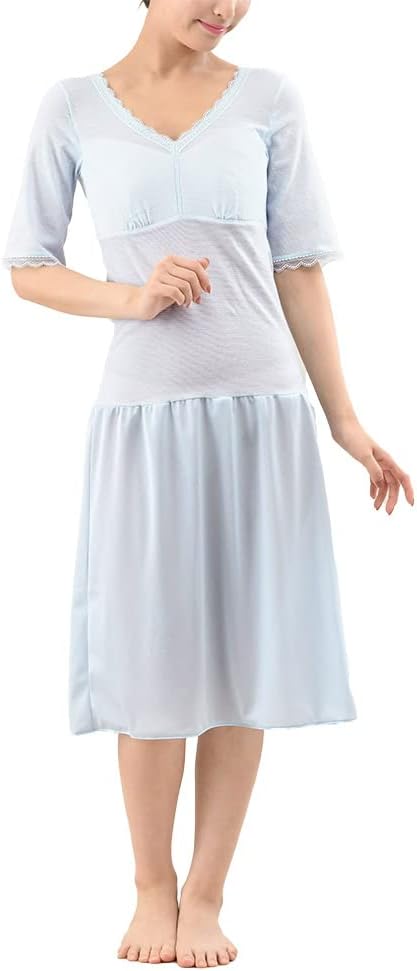 Gramore FT0093 Comfortable Underwear, Kimono Inner, 5/4 Sleeves, Built-In Bra, One-Piece Kimono Bra, Sweat Pad Included, Yukata, Hadanjuban