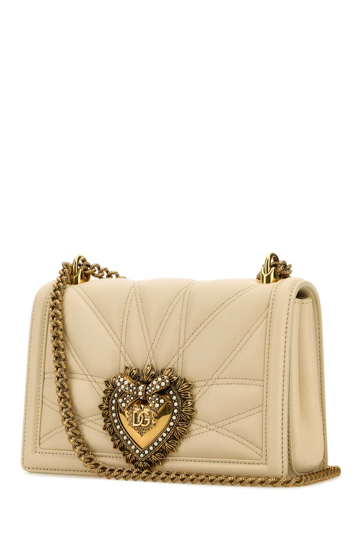 Dolce  Gabbana Dolce＆Gabbana Ivory Nappa Leather Devotion Shourdle Bag - Image 1