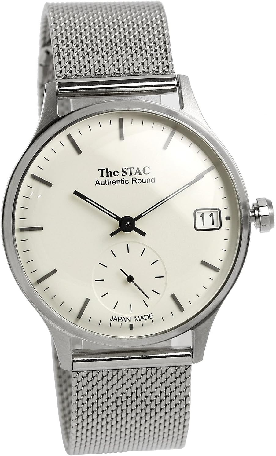 The Stack Authentic Round Classic Men's Women's Wristwatch, Made in Japan, Bar × Silver mesh, Bracelet Type