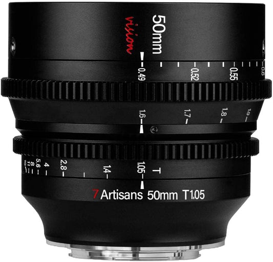 7artisans 25mm/35mm/50mm T1.05 Large Aperture Cine Lens Wide Angle Manual Focus Low Distortion Mini Cinema Lens (50mm T1.05, Canon RF )