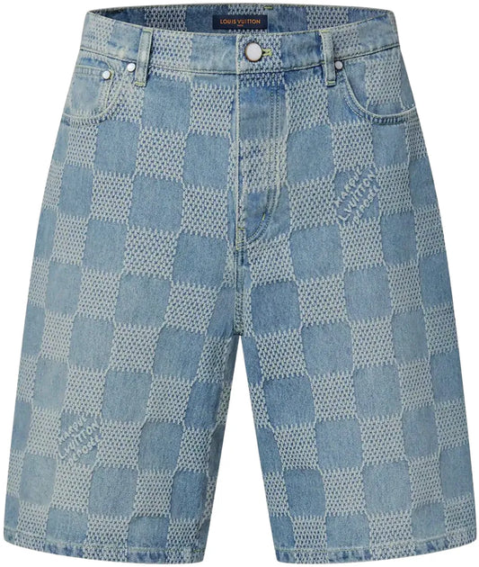 LOUIS VUITTON 'DAMIER 3D LIGHT' DENIM SHORTS