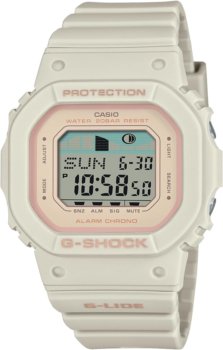 Casio G-LIDE GLX-S5600 Wristwatch, white (off-white), Retro
