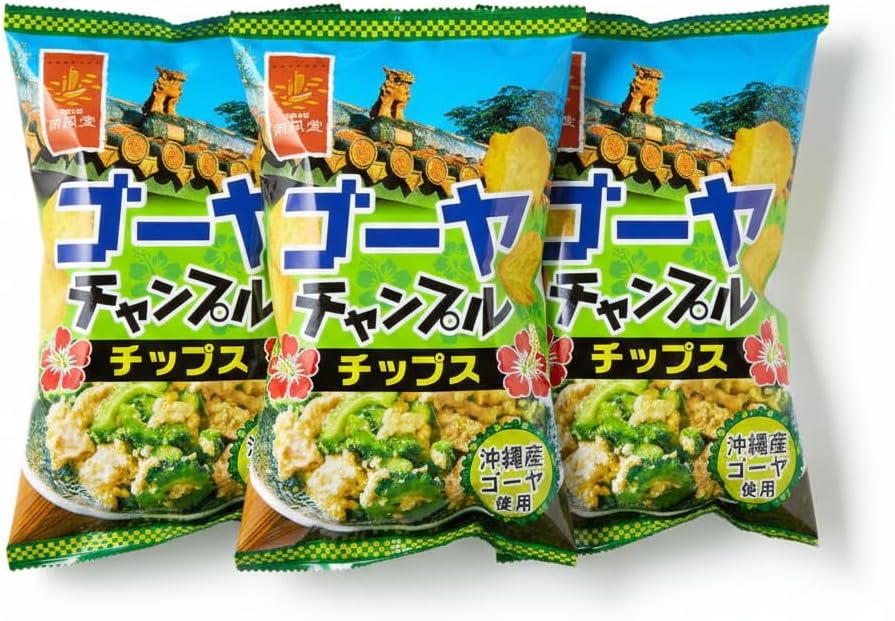 Super Food Snack, Goya Chample Chips, 2.1 oz (60 g) x 3 Bags, Crispy Texture and Pleasant Bitter Taste, Perfect for Souvenirs, Gifts, and Treats