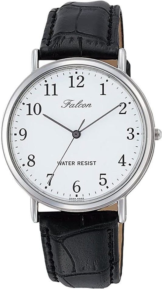 Citizen Q&Q Q996-304 Men's Watch, Analog Waterproof, Leather Strap, White