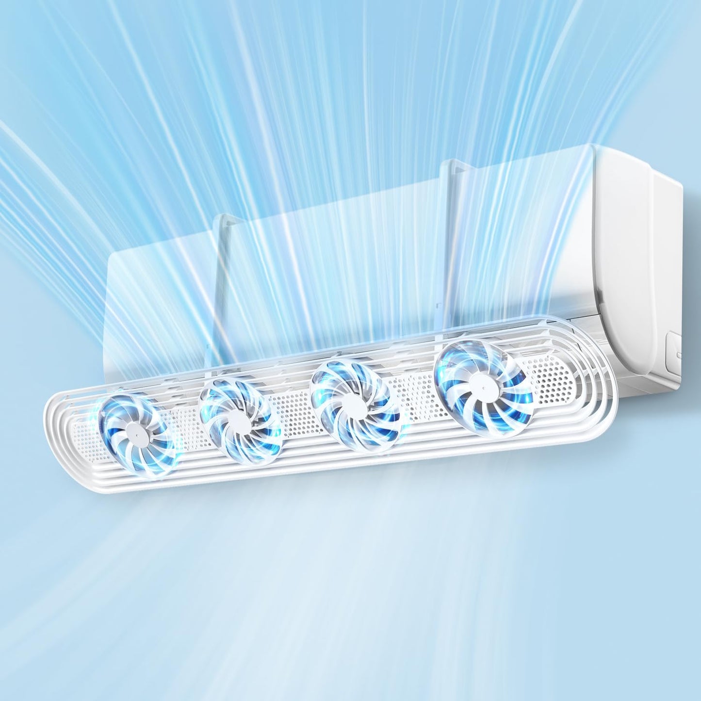 Air Conditioner Wind Cover, Direct Impact Prevention, 2026 New Design, 4 Fans Included, 180° Adjustable Wind Direction, Wall Mounted, Air Conditioner, Windshield, Extendable, Circulating Fan, General