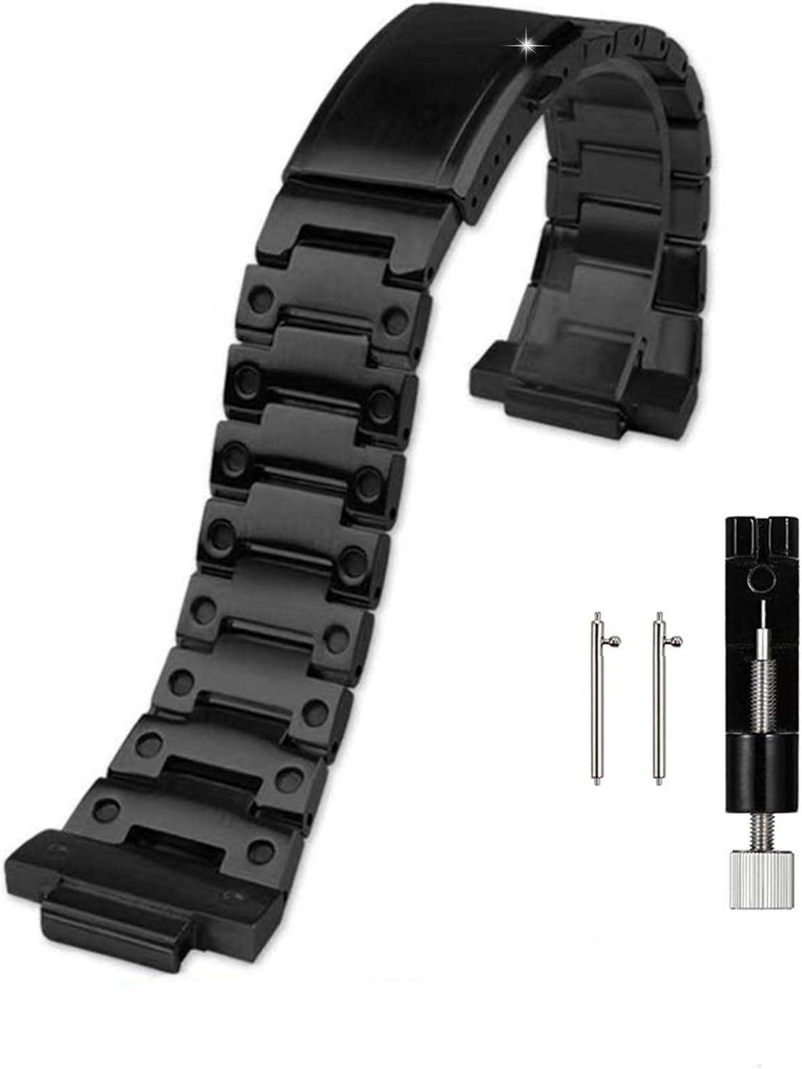 [JUSUTEK] Popular For G-SHOCK GM-110 Watch Band Compatible, 0.6 inch (16 mm) Wide, Stainless Steel, Metal, Exact Fit, Replacement Accessory