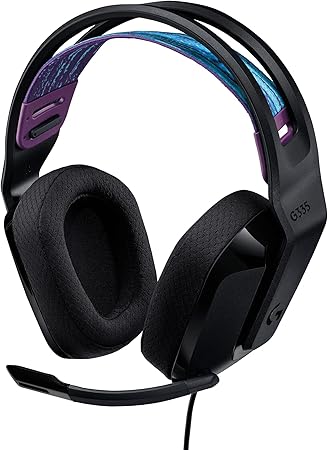 Logicool G G335 Gaming Headset, G335BK, Ultra Lightweight, 7.8 oz (222 g), 3.5 mm, Wired Stereo, 2.1 ch, Flip Mute, Microphone Included, PS5, PS4, PC, Switch, Xbox Smartphone, Headphones, Headphones,