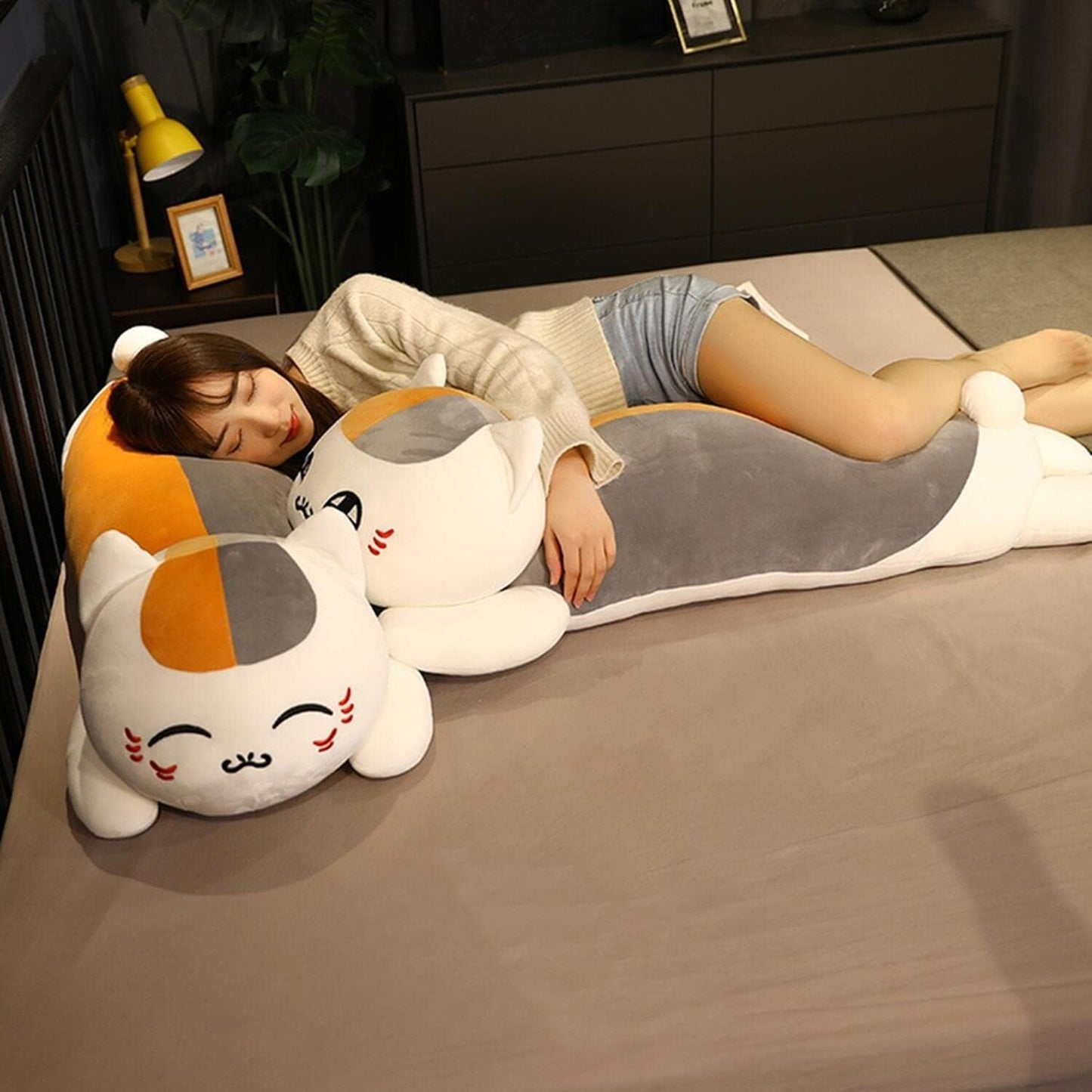 Natsume Yuujinchou Nyanko Sensei Hugging Pillow Cushion, Cute Cat Style, 70/90/110/130CM Stuffed Plush Figure, Soft and Fluffy Lightweight Comfortable Pillow, Cosplay Prop, Anime Moe Goods, Gift for