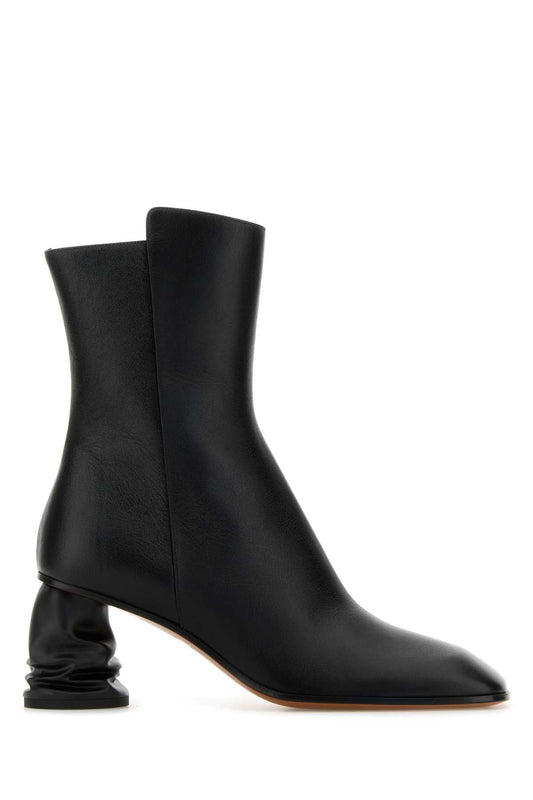 Alexander Mcqueen アレクサンダーマックイーンブラックレザーアンクルブーツ - Image 1