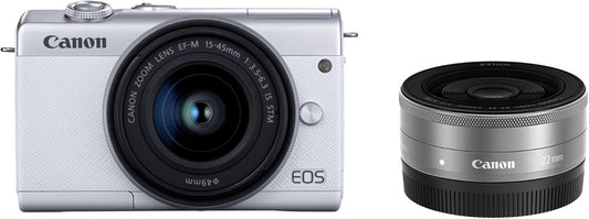Canon EOS M200 Mirrorless Digital Camera, EOSM200WH-WLK Double Lens Kit, White