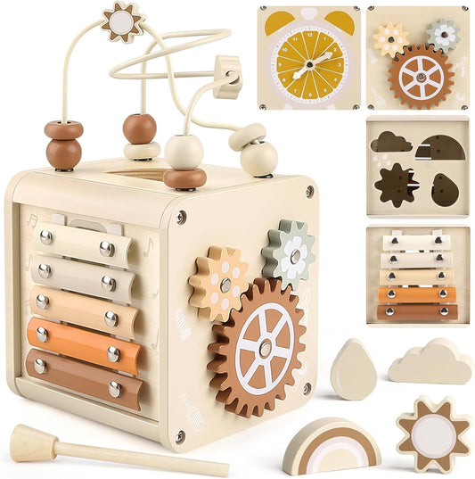 Montessori Toy 1 Year Old Wooden Toy Toy Girl Boy Educational Toy Toy Fingertip Shape Recognition Clock Music Iron Harp 1 2 3 Years Old Birthday Present