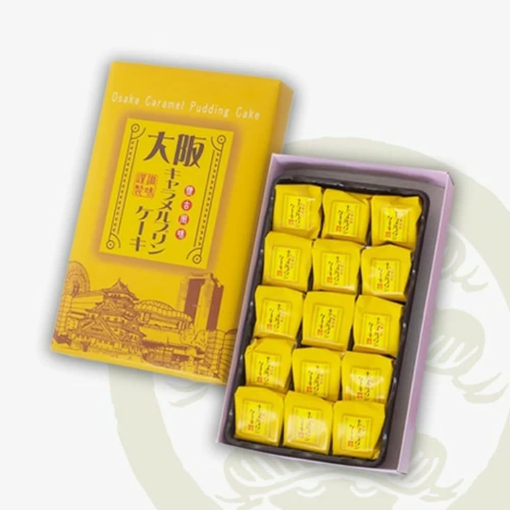 Osaka Souvenir Monde Selection Gold Award for 6 consecutive years. (New) Osaka Caramel Pudding Cake (Small), Pack of 15, Osaka Souvenir, Osaka Miyage, Sweets, Kansai, Souvenir, Homecoming