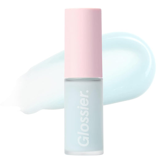 Glossier Lip Glaze - Hydrating Lip Oil Cream, Tinted High-Shine Finish + Apricot, Raspberry, Shea Butter & Menthol Cooling - Lightweight, Up to 12Hr Hydration - Icy, Clear Blue, 8 ml.