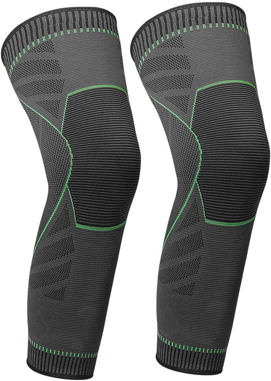 Knee Supporter, Long Compression Leg Sleeves (Pack of 2), Sports, For Both Knees, Daily Use, Pain Prevention, Anti-Slip, Breathable, Heat Retention, Excellent Elasticity, Unisex