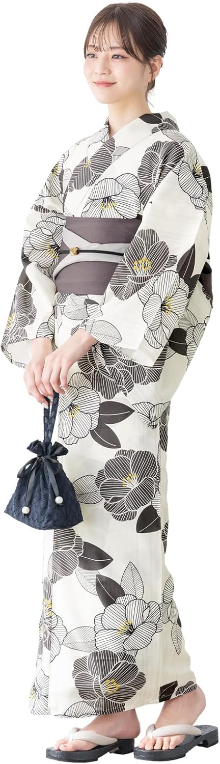 Soubien Floro Women's Yukata Set of 2 (Yukata/Half Width Obi)