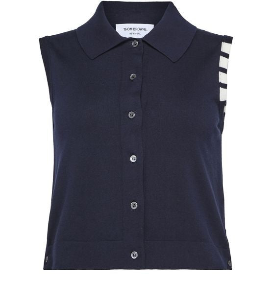THOM BROWNE 4Bar buttondown sleeveless cropped - Image 1