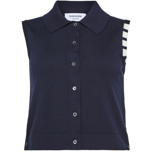 THOM BROWNE 4Bar buttondown sleeveless cropped - Image 1