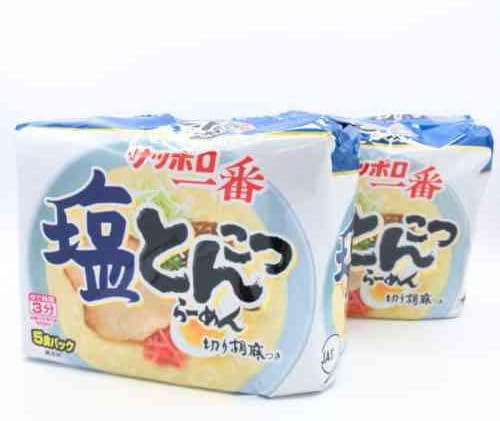 Salt Tonkotsu Ramen, Instant Bag Noodles, Set of 5 Servings x 2 Bags with Sesame, Mellow Soup Delicious, Medium Thick & Sticky Noodles, For Small Children