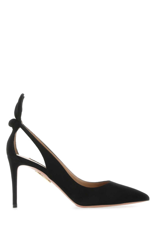 Aquazzura Black Suede Bow Tie 85ポンプ - Image 1