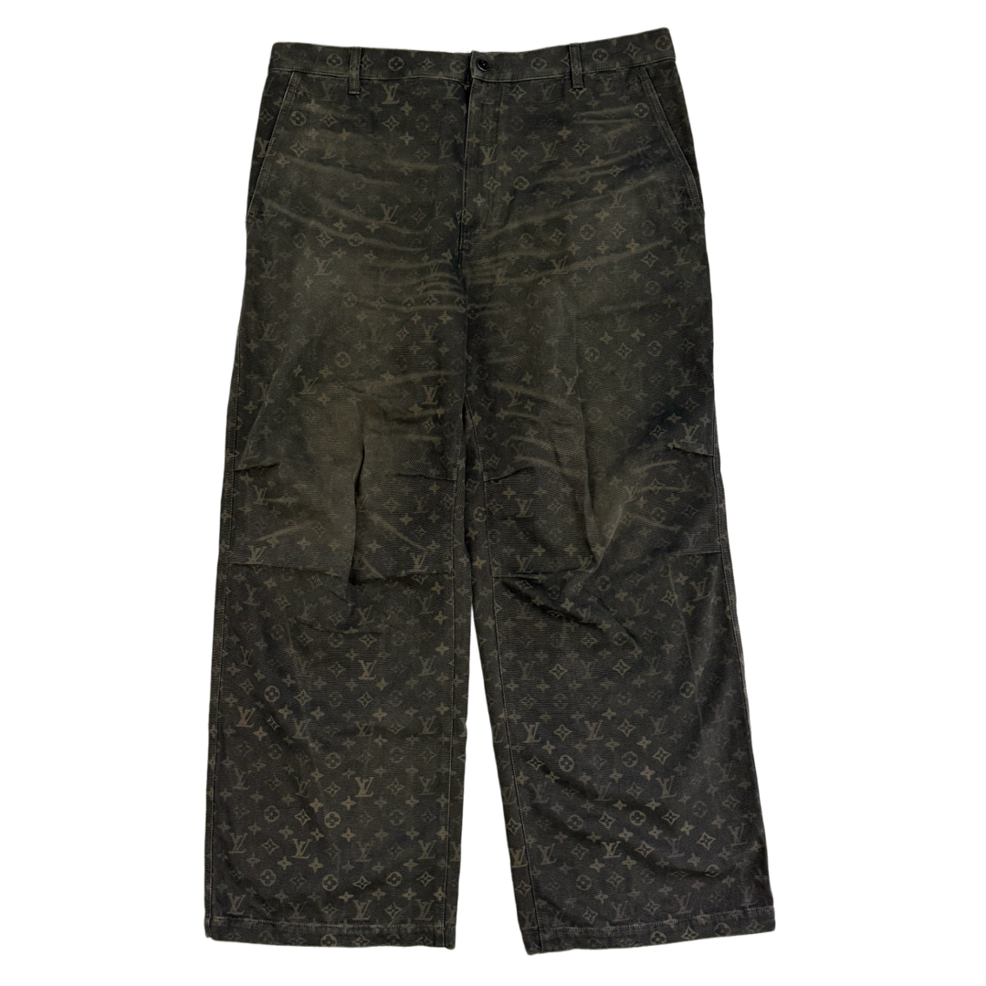 LOUIS VUITTON 'GREEN MONOGRAM' DENIM PANTS