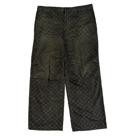 LOUIS VUITTON 'GREEN MONOGRAM' DENIM PANTS