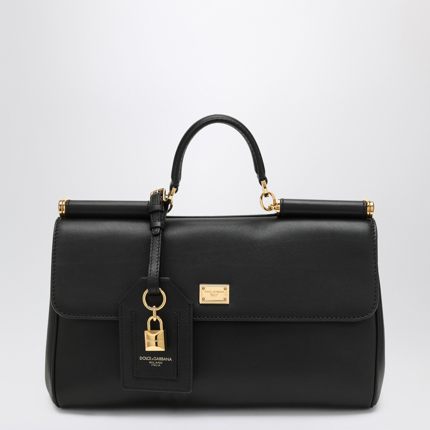 Dolce  Gabbana ドルチェ＆ガッバーナハンドバッグ私のシチリアは黒い革で - Image 1