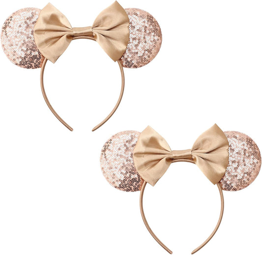 AQOKKA Mouse Ears Headbands with Bow Minnie Ears Cosplay Costume Hair Accessories for Women Birthday Party Decoration