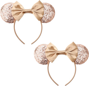 AQOKKA Mouse Ears Headbands with Bow Minnie Ears Cosplay Costume Hair Accessories for Women Birthday Party Decoration