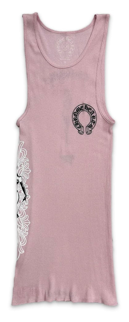 CHROME HEARTS 'DEADLY DOLL' PINK FLORAL TANK TOP