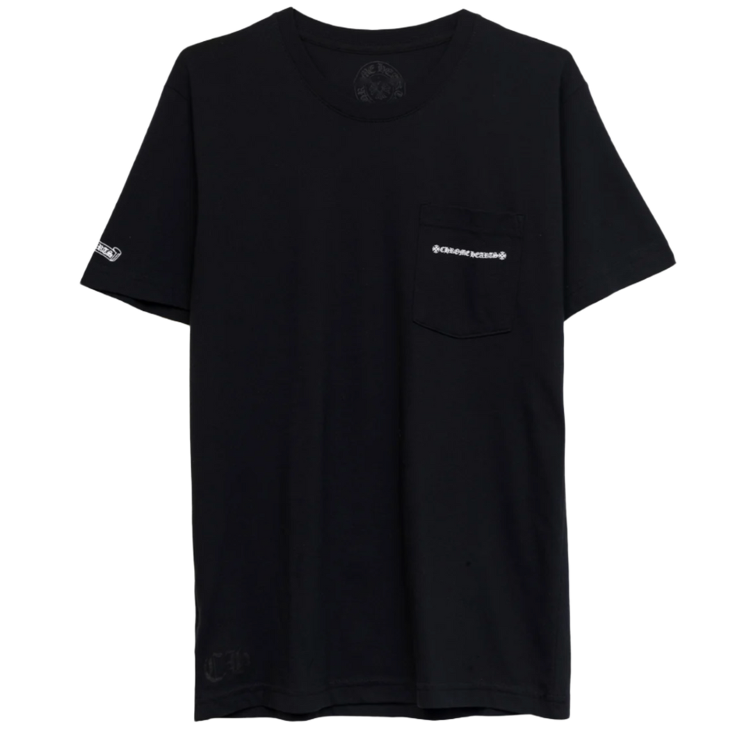 CHROME HEARTS 'CEMETERY CROSS TIRE TRACKS' BLACK POCKET TEE