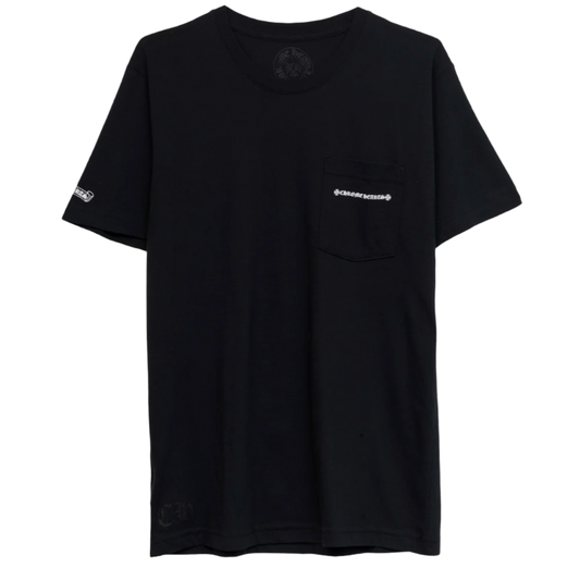 CHROME HEARTS 'CEMETERY CROSS TIRE TRACKS' BLACK POCKET TEE