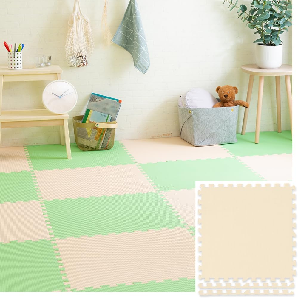 Iris Plaza PEJTM-602 Joint Mat, Large, 23.6 inches (60 cm), 0.8 inches (20 mm), Color Mat, Soundproofing, Scratch-Resistant, For Pets, Babies, Beige, 23.6 x 23.6 inches (60 x 60 cm), Set of 4