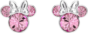 Minnie Mouse Crystal Silver Plated Stud Earrings for Girls Women One Size Silver Plated No Gemstone