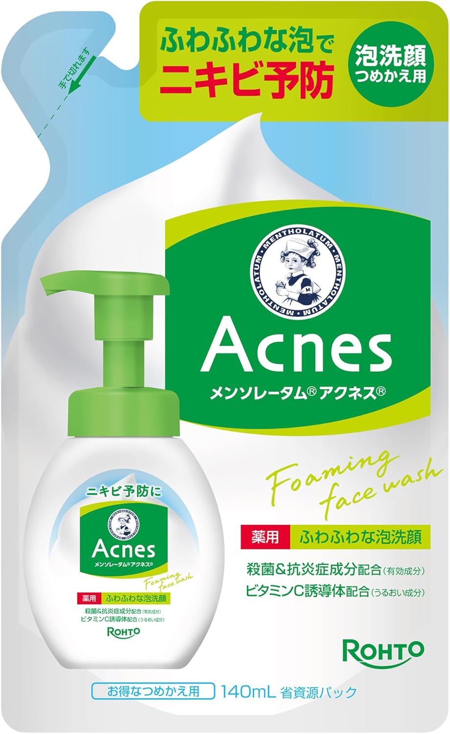 Acness Medicated Fluffy Foaming Face Wash Refill 4.9 fl oz (140 ml)