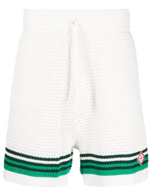 CASABLANCA 'CROCHET KNIT' GREEN TENNIS SHORTS