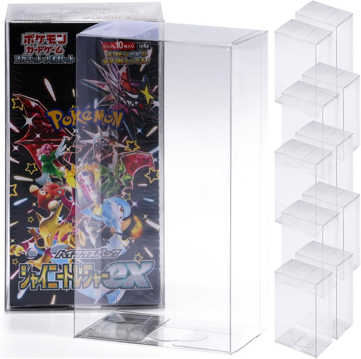RIMINA Storage Cases for Half-Size Pokémon Card Booster Boxes, Box Holder, UV Protection, 10 Cases, Semi-Hard, Developed in Collaboration with Collectors