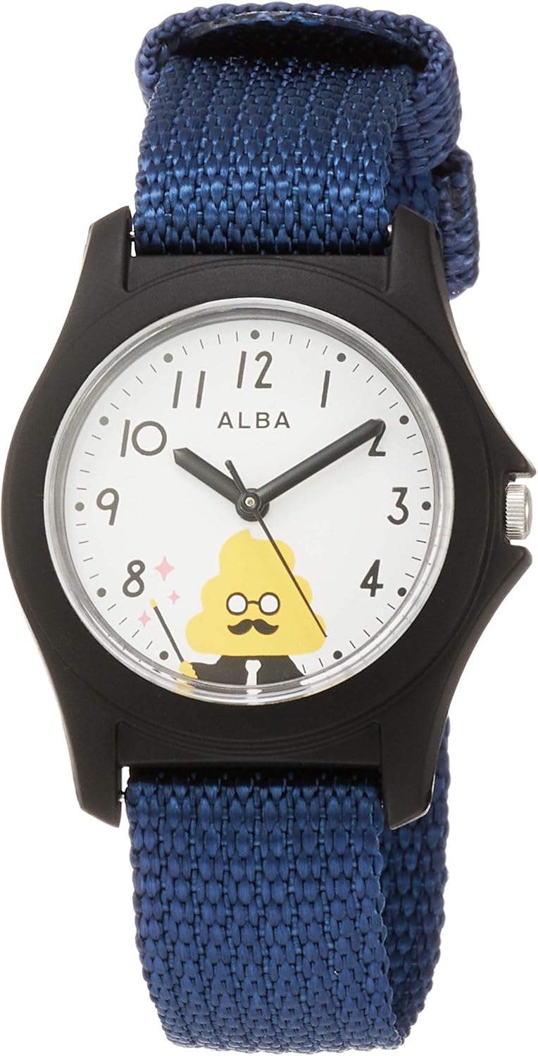 Seiko Watch AQGS013 Boys Kids Watch Alba Poop Kanji Drill Model White Dial Blue, Dial color - white, Kids Watch Poop Kanji Drill Model White Dial Navy Nylon Band