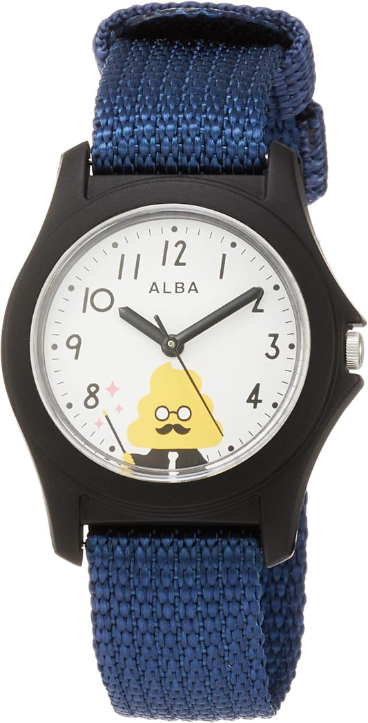Seiko Watch AQGS013 Boys Kids Watch Alba Poop Kanji Drill Model White Dial Blue, Dial color - white, Kids Watch Poop Kanji Drill Model White Dial Navy Nylon Band