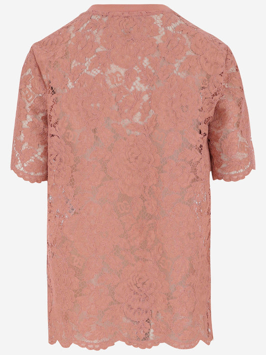 Dolce  Gabbana ドルチェ＆ガッバーナビスコースとコットンブレンド花式ドローストリングレーストップ - Image 1