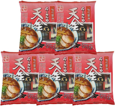 Ramen Bag Noodles, Asahikawa Ramen, Dried Noodles, Tenkin Soy Sauce Ramen, 1 Meal x 5 Pieces, Asahikawa Soy Sauce, Ramen Soup, Tenkin Ramen