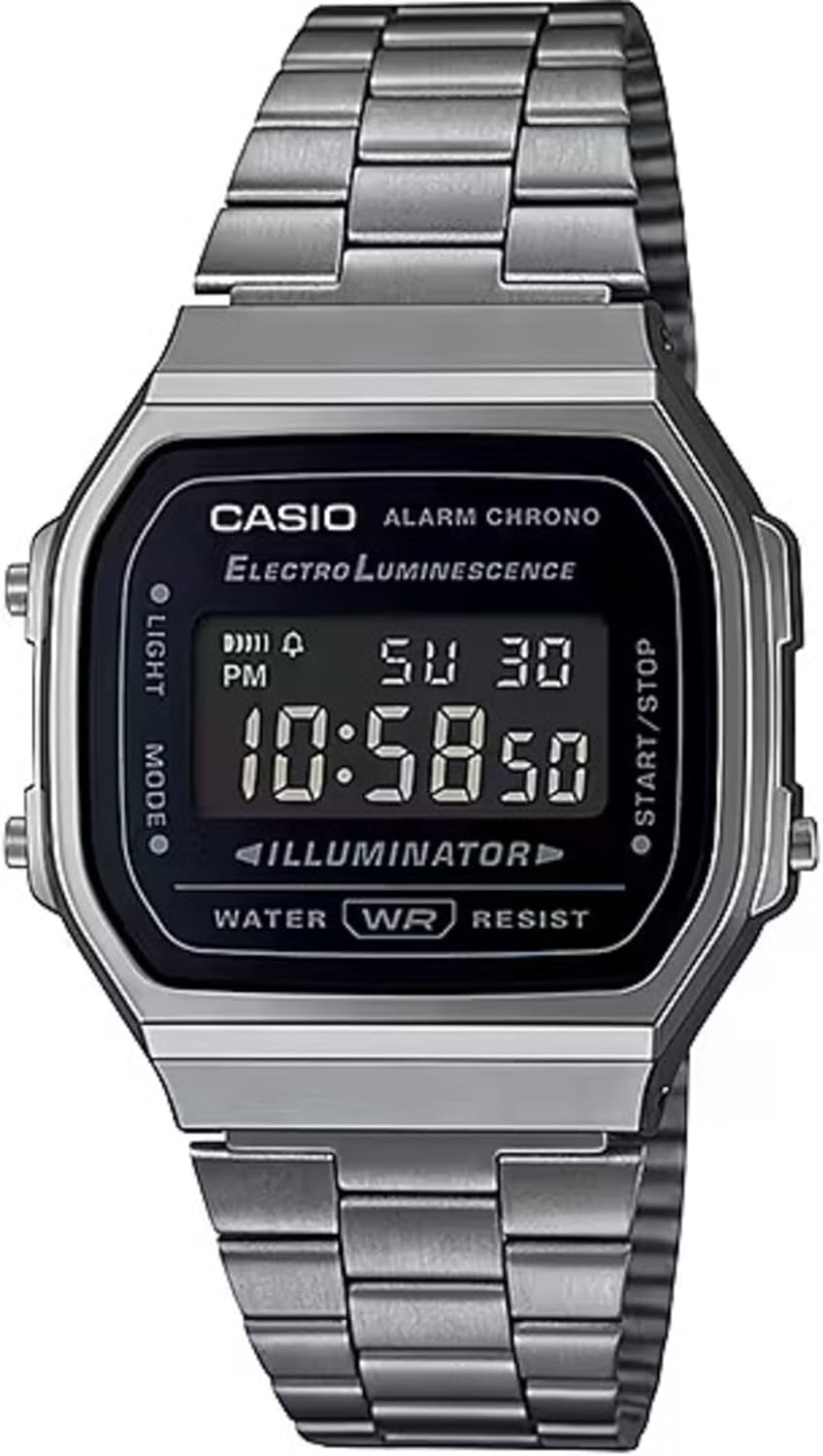 Casio G-Shock Unisex A168WGG-1BVT Digital Vintage Watch Silver, Silver, Digital