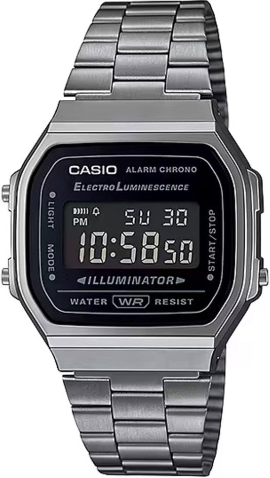 Casio G-Shock Unisex A168WGG-1BVT Digital Vintage Watch Silver, Silver, Digital