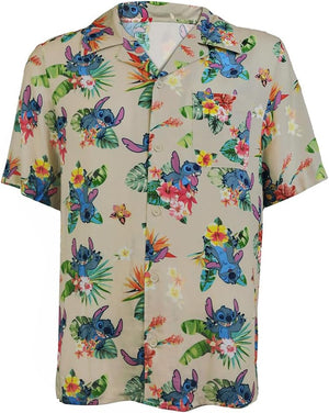 Disney Lilo and Stitch Camisa Hawaiana Tropical de Stitch con Botones para Hombre