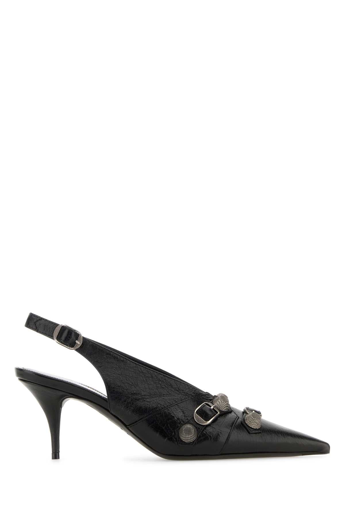Balenciaga Black Leather Cagoleポンプ - Image 1
