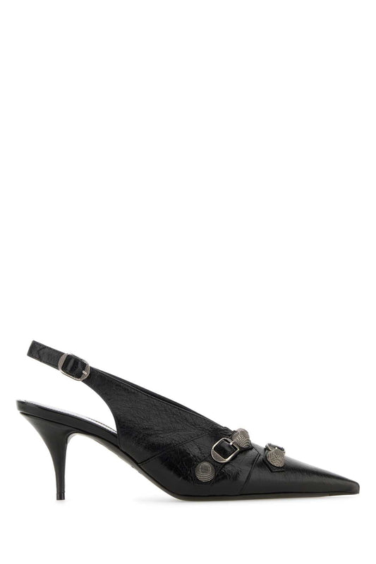 Balenciaga Black Leather Cagoleポンプ - Image 1