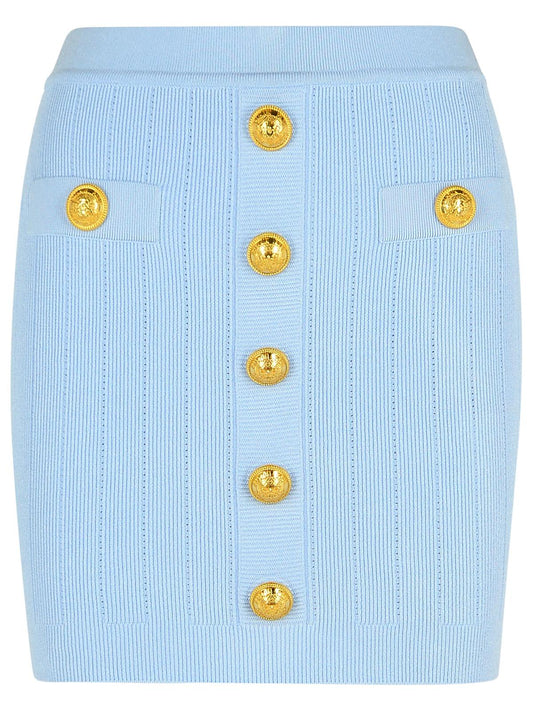 Balmain Light Blue Viscose Blend Miniskirt - Image 1