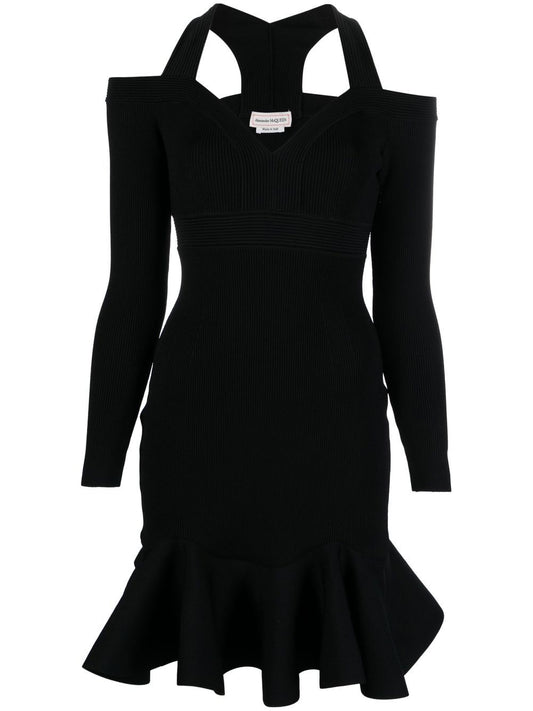 Alexander McQueen アレクサンダーMCクイーンオフショルダーミニドレス - Image 1